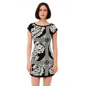 White House Black Market 100% Silk Dress Women's Small Mini Paisley Club Party